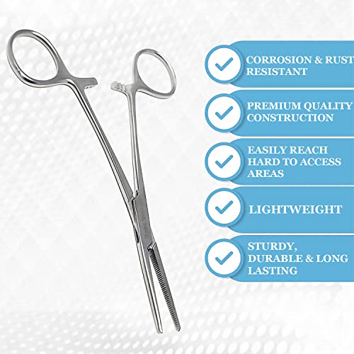Pet Grooming Hemostat Locking Forceps Pliers, 5.5", Straight