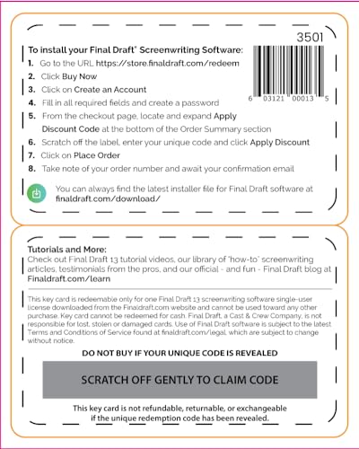 FINAL DRAFT 13 - Professional Screenwriting Software For Screenwriters With Industry Standard Formatting and Writing Project Planning Productivity Tools