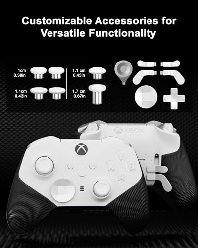 N. NETDOT 14 in 1 Accessories Kit for Xbox Elite Series 2 Controller, Full Set of Thumbsticks Replacements for Xbox Elite 2 Core with 6 Swap Joysticks, 4 Paddles, 2 D-Pads, 1 Tool and 1 Bag (White)