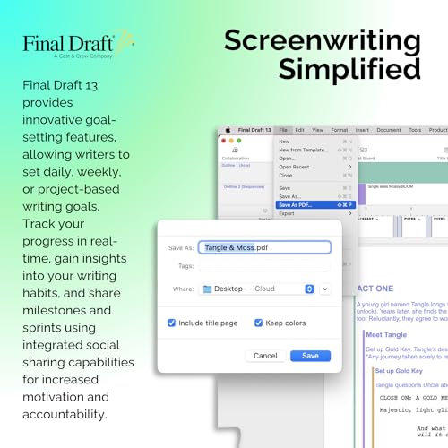 FINAL DRAFT 13 - Professional Screenwriting Software For Screenwriters With Industry Standard Formatting and Writing Project Planning Productivity Tools