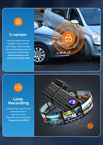 Dash Cam 2.5K 1440P Front Dashcam for Cars, E-YEEGER Mini WiFi Hidden Dashcams with App, Night Vision Car Camera, 24H Parking Mode, G-Sensor, Loop Recording, Free 32G Card, Support 256GB Max