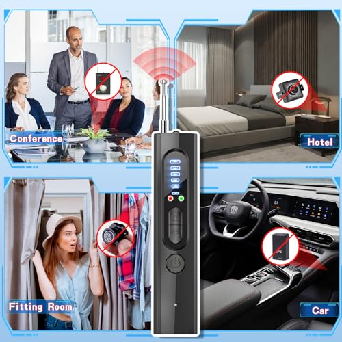 Mgmcm Hidden Camera Detectors, Portable Wireless Camera Detectors, Anti-Spy Hidden Camera Detector, GPS Tracker Detector and Bug Detector for Car Indoor Home Hotel Travel Office, 5 Levels Sensitivity
