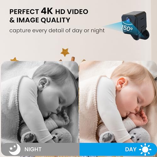 Funstorm Hidden Spy Camera, 2K WiFi Mini Camera, 100 Days Standby Battery Life, Cloud & SD Storage, Clear Night Vision, AI Motion Detection, Real-Time Record Security Wireless Camera Nanny Cam