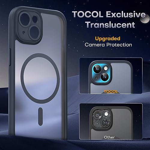 TOCOL 3 in 1 Magnetic for iPhone 14 Case, Upgraded [Full Camera Protection] [Compatible with Magsafe] [14FT Military Grade Protection] Bumper for iPhone 14 6.1 Inch, Black