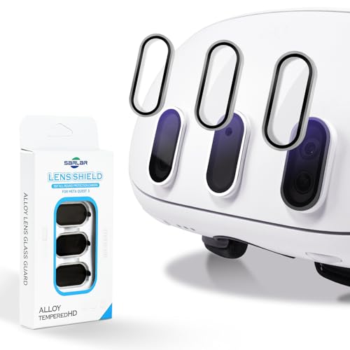 2 Pack Camera Lens Protector and 1 Build-in Lens Cover for Oculus Meta Quest 3 Accessories, Alloy Frame, 9H Hardness Tempered Glass, Anti-Scratch, High Definition, Case Friendly, Silver