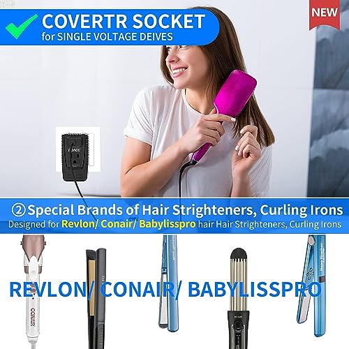 DOACE 2000W 220V to 110V Travel Voltage Converter for Hair Dryer/Straightener Curling Iron Electrical Kettle Toothbrush Shaver Laptop Cell Phone Camera, 10A Power Plug Adapters US to EU/UK/AU/Asia