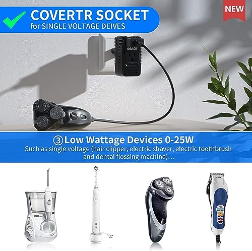 DOACE 2000W 220V to 110V Travel Voltage Converter for Hair Dryer/Straightener Curling Iron Electrical Kettle Toothbrush Shaver Laptop Cell Phone Camera, 10A Power Plug Adapters US to EU/UK/AU/Asia