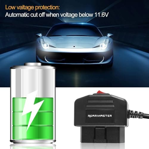 OBD2 OBD Power Cable for Dash Camera, Ssontong OBD to Mini USB OBDII Adapter Hardwire Charger Cable 24 Hours Surveillance and Acc Two Mode