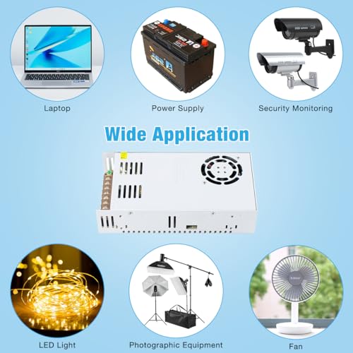Hosyond 12V 30A 360W Universal Power Supply AC 110V/220V to DC 12V Regulated Transformer Adapter LED Driver for LED Strip, CCTV Camera System