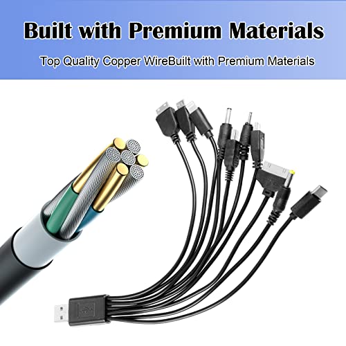 Multi-Charger 10 in 1 Universal USB Charging Cable 10 in 1 Universal USB Cable Multi Charger Cable Adapter Multifunction Charging Sync Cord Universal Camera Cables for PSP/Nokia/HTC/LG/Samsung