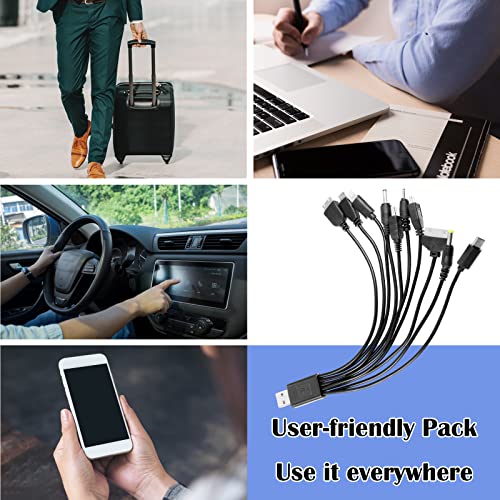 Multi-Charger 10 in 1 Universal USB Charging Cable 10 in 1 Universal USB Cable Multi Charger Cable Adapter Multifunction Charging Sync Cord Universal Camera Cables for PSP/Nokia/HTC/LG/Samsung
