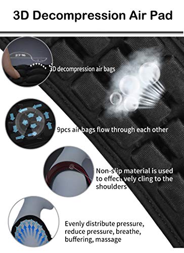 Updated Shoulder Strap Pad Detachable with 3 rows Decompression Air Cushion, Ventilated, Quick-dry, Non-slip for Messenger, Laptop, Camera, Bags, Duffel, Guitar, Backpacks (Black) (10.24x3.54in | 1pc)