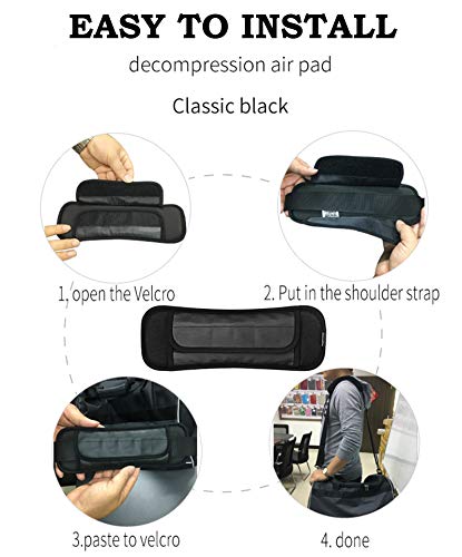 Updated Shoulder Strap Pad Detachable with 3 rows Decompression Air Cushion, Ventilated, Quick-dry, Non-slip for Messenger, Laptop, Camera, Bags, Duffel, Guitar, Backpacks (Black) (10.24x3.54in | 1pc)