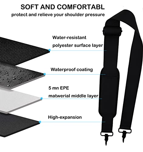 Universal Replacement Laptop Shoulder Strap, Durable 55" Adjustable Comfortable Belt with Metal Hooks for Briefcase, Computer Messenger Bag, Laptop Case Luggage/Duffel/Camera, (Black)