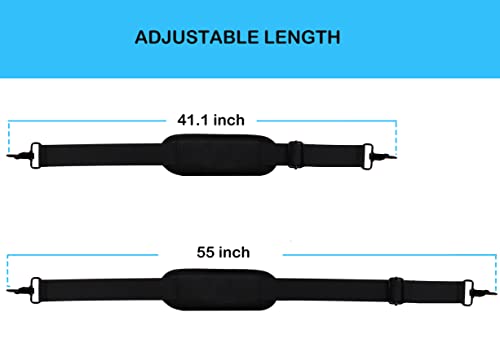 Universal Replacement Laptop Shoulder Strap, Durable 55" Adjustable Comfortable Belt with Metal Hooks for Briefcase, Computer Messenger Bag, Laptop Case Luggage/Duffel/Camera, (Black)