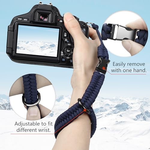 SUNYA Camera Wrist Strap for Photographers Quick Release Paracord Rope Camera Hand Strap Compatible for DSLR or Mirrorless Camera