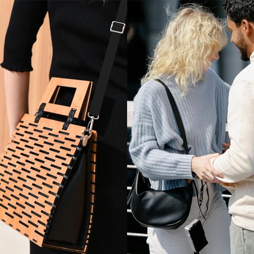 Yiaizhuo 1.5" Wide Purse Straps Replacement Crossbody Bags Shoulder Guitar Strap for Handbags Sports Laptop Duffel Canvas Camera Bag - Black Belt,Gold Clips