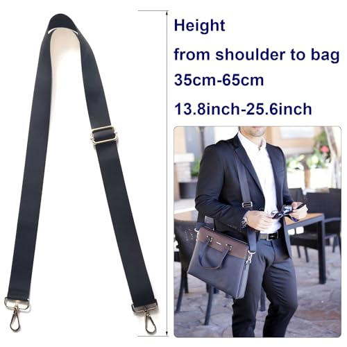 Yiaizhuo 1.5" Wide Purse Straps Replacement Crossbody Bags Shoulder Guitar Strap for Handbags Sports Laptop Duffel Canvas Camera Bag - Black Belt,Gold Clips