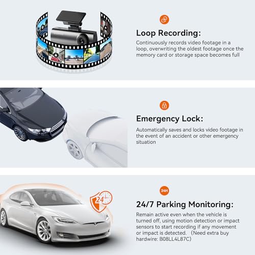 DDPAI Dash Cam 1296P+1080P Front and Rear, Car Camera with WiFi, Control App, Super Capacitor, Night Vision, 24H Parking Mode, G-Sensor, Loop Recording, Collision Lock, N1 Dual