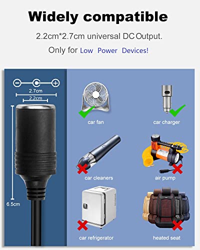 12V 2A AC to DC Converter Car Cigarette Lighter Socket Power Adapter, AC 110V to 12V DC 2A 24W Power Supply Transformer DC Plug Outlet for Car MP3 MP4 Player Fan Dash Cam Shaver etc.