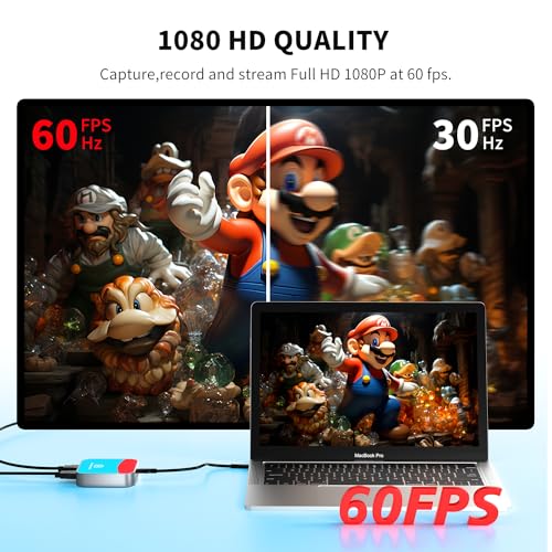 VANGREE Capture Card for Nintendo Switch, 4K Audio Video Capture Card, USB C 3.0 1080P 60FPS HDMI Recorder for Gaming/Live Streaming/Video Conference, Works for Nintendo Switch/PS5/Xbox/OBS/Camera/PC