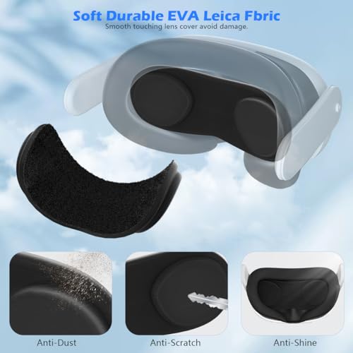 ALAFLY 2 Set Camera Lens Protector & 1 Lens Cover for Meta Quest 3, VR Accessories Included Transparent Tempered Glass Lens Films, Soft Durable Lens Cover