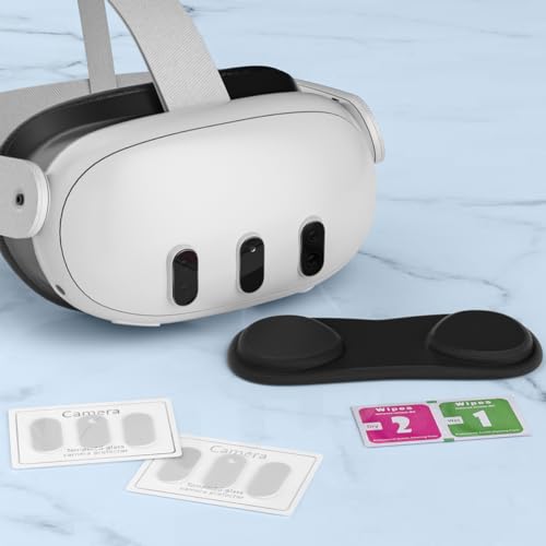 ALAFLY 2 Set Camera Lens Protector & 1 Lens Cover for Meta Quest 3, VR Accessories Included Transparent Tempered Glass Lens Films, Soft Durable Lens Cover