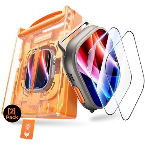 DIMONCOAT 2-Pack Full Coverage Screen Protector for Apple Watch Ultra 2/Ultra 49mm (2023/2022), [Never Fall Off][Zero-Bubble Installation Kit][Military Grade Protection] Touch Sensitive for iWtach