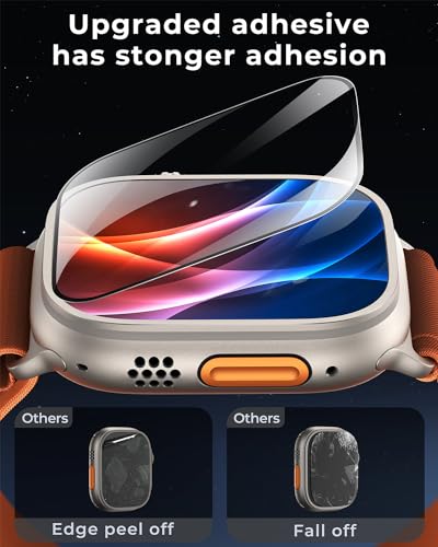 DIMONCOAT 2-Pack Full Coverage Screen Protector for Apple Watch Ultra 2/Ultra 49mm (2023/2022), [Never Fall Off][Zero-Bubble Installation Kit][Military Grade Protection] Touch Sensitive for iWtach