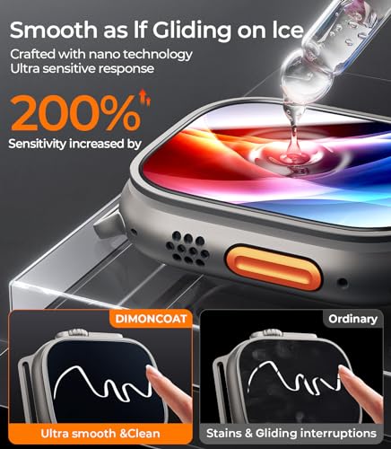 DIMONCOAT 2-Pack Full Coverage Screen Protector for Apple Watch Ultra 2/Ultra 49mm (2023/2022), [Never Fall Off][Zero-Bubble Installation Kit][Military Grade Protection] Touch Sensitive for iWtach