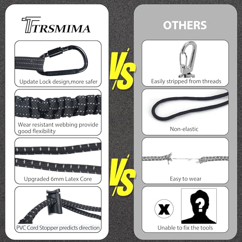 TRSMIMA Safety Tether Tool Lanyard - 5 Pack Stretch Strap Safety Fall Protection Tools Leash with Screw Lock Carabiner Clip Mountaineering Safety Compliance for Scaffold Erectors