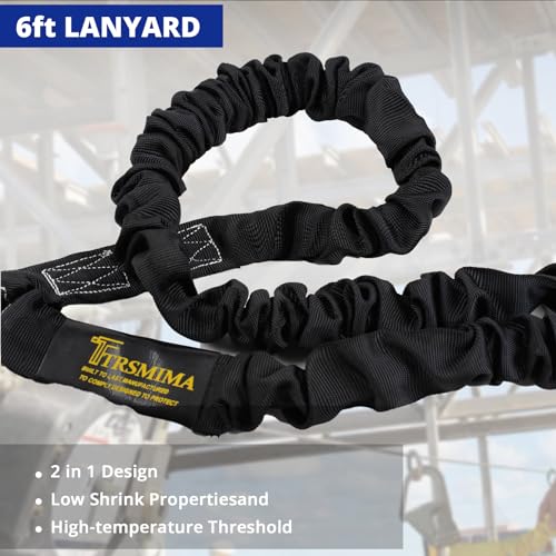 TRSMIMA Safety Harness Fall Protection - Men Construction Full Body Harness Kit for Work with Shock Absorbing Lanyard Tongue Buckle OSHA/ANSI