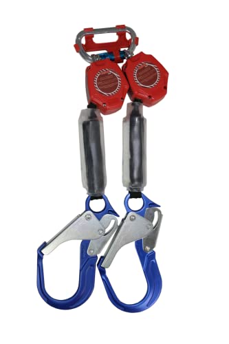 AFP Demon 6 Foot Double Web Leg Self Retracting Lifeline Safety Yoyo, Shock Pack Absorber, Aluminum Rebar Pelican Hook & Aluminum Carabiner Fall Protection Arrest Limiter SRL | OSHA & ANSI Rated