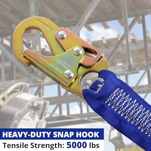 TRSMIMA Safety Harness Fall Protection - Full Body Construction Roofing Harness Kit Attached 6 ft Lanyard ANSI OSHA