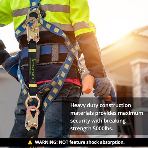 TRSMIMA Safety Harness Extension Lanyard - 18”D-ring Extender Fall Protection Arrest System with Snap Hook Connector Ring ANSI Compliant