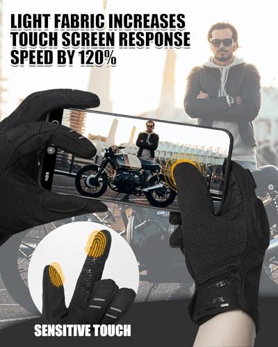 RIGWARL Mountain Bike Gloves, EUDE Anti-Fall Protection Motorcycle Gloves Women and Men, Ultra-Thin and Breathable Bike Gloves with Touchscreen Fingers for Riding ATV MTB Drit Bike
