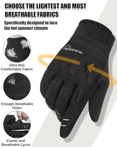RIGWARL Mountain Bike Gloves, EUDE Anti-Fall Protection Motorcycle Gloves Women and Men, Ultra-Thin and Breathable Bike Gloves with Touchscreen Fingers for Riding ATV MTB Drit Bike