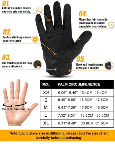 RIGWARL Mountain Bike Gloves, EUDE Anti-Fall Protection Motorcycle Gloves Women and Men, Ultra-Thin and Breathable Bike Gloves with Touchscreen Fingers for Riding ATV MTB Drit Bike