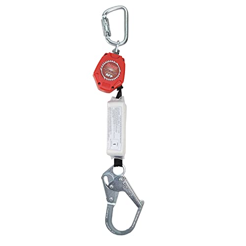 AFP Demon 6 FT Single Leg Self-Retracting Lifeline Web Lanyard Retractable, 1.97-inch Gate Opening Steel Locking Rebar Hook, Yoyo, Shock Absorber | Tower Fall Protection OSHA & ANSI Rated SRL
