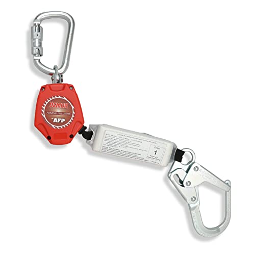 AFP Demon 6 FT Single Leg Self-Retracting Lifeline Web Lanyard Retractable, 1.97-inch Gate Opening Steel Locking Rebar Hook, Yoyo, Shock Absorber | Tower Fall Protection OSHA & ANSI Rated SRL