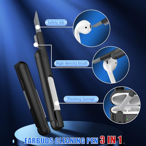 RFUNGUANGO for AirPods Case Cover with Cleaning kit, Anti-Fall Lock Design, Powerful Drop Protection, Carbon Fiber Black for Apple AirPods 2nd 1st Generation Charging Case,Black