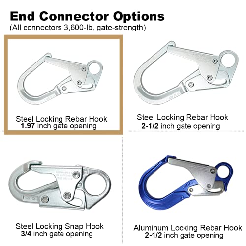 AFP Demon 6 FT Single Leg Self-Retracting Lifeline Web Lanyard Retractable, 1.97-inch Gate Opening Steel Locking Rebar Hook, Yoyo, Shock Absorber | Tower Fall Protection OSHA & ANSI Rated SRL