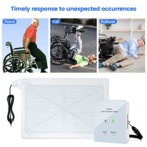 Chair Alarm for Elderly Dementia Patients, Briidea Chair Alarms and Fall Prevention for Elderly, Dual Protection of Lighting and Sound, Easy to Clean, Protecting The Safety of Wheelchair Users