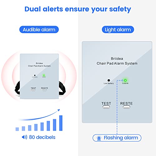 Chair Alarm for Elderly Dementia Patients, Briidea Chair Alarms and Fall Prevention for Elderly, Dual Protection of Lighting and Sound, Easy to Clean, Protecting The Safety of Wheelchair Users