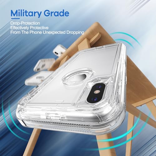 ORIbox for iPhone X/XS Case Clear, [10 FT Military Grade Drop Protection], Transparent Heavy Duty Shockproof Anti-Fall Case for iPhone X/XS Phone Case,6.1 inch,3 in 1, Crystal Clear
