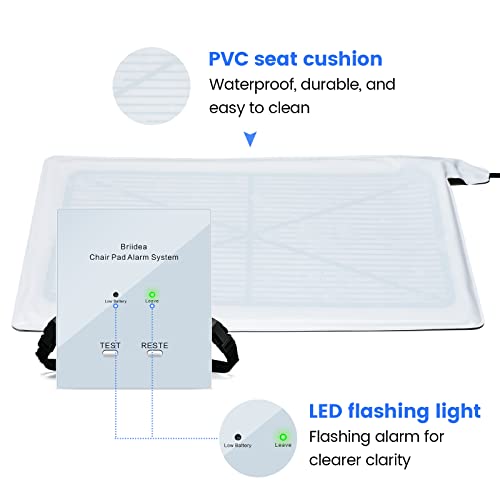 Chair Alarm for Elderly Dementia Patients, Briidea Chair Alarms and Fall Prevention for Elderly, Dual Protection of Lighting and Sound, Easy to Clean, Protecting The Safety of Wheelchair Users