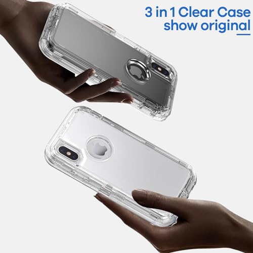 ORIbox for iPhone X/XS Case Clear, [10 FT Military Grade Drop Protection], Transparent Heavy Duty Shockproof Anti-Fall Case for iPhone X/XS Phone Case,6.1 inch,3 in 1, Crystal Clear