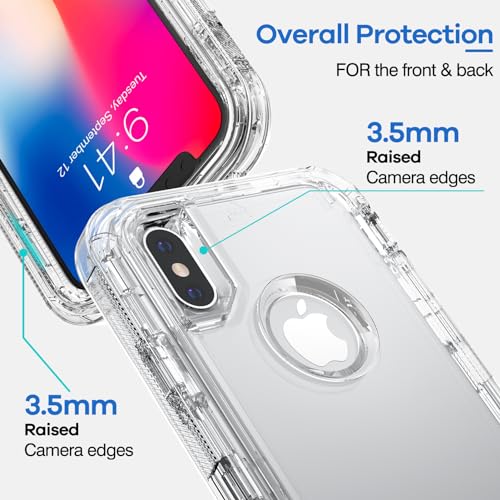 ORIbox for iPhone X/XS Case Clear, [10 FT Military Grade Drop Protection], Transparent Heavy Duty Shockproof Anti-Fall Case for iPhone X/XS Phone Case,6.1 inch,3 in 1, Crystal Clear
