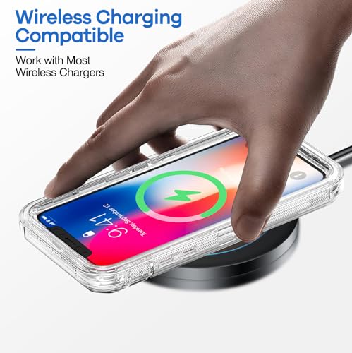ORIbox for iPhone X/XS Case Clear, [10 FT Military Grade Drop Protection], Transparent Heavy Duty Shockproof Anti-Fall Case for iPhone X/XS Phone Case,6.1 inch,3 in 1, Crystal Clear