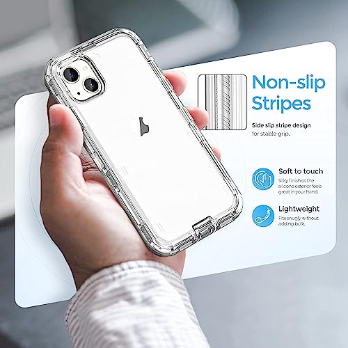 ORIbox for iPhone 15 Plus/14 Plus Case Clear, [10 FT Military Grade Drop Protection], Transparent Heavy Duty Shockproof Anti-Fall Case for iPhone 15/14 Plus Phone Case,6.7 inch,3 in 1, Crystal Clear